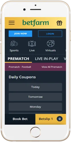 Betfarm Nigeria mobile app on smartphone